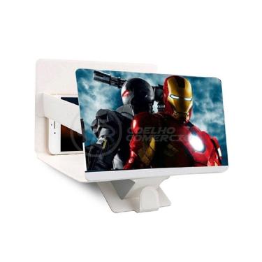 Imagem de Lupa Ampliadora Tela De Celular Portátil Dobrável Branca