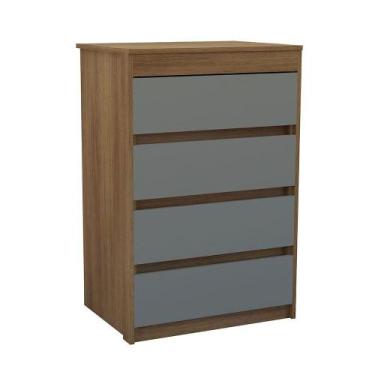 Imagem de Cômoda 4 Gavetas Uni Luciane Móveis Avelã Pf/cinza Supremo Pf