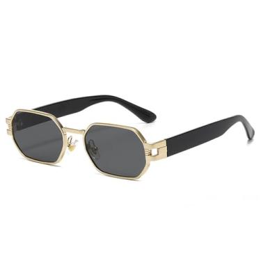 Imagem de Óculos de Sol Candy Color Feminino Punk Oval Masculino Metal UV400 para Esportes ao Ar Livre, Corrida e Ciclismo, Cinza Dourado