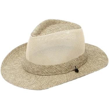 Imagem de Chapéu de sol masculino de verão para uso ao ar livre chapéu formal respirável feminino feriado aba larga sombra sol estreito raso caqui rotina 55-58 cm