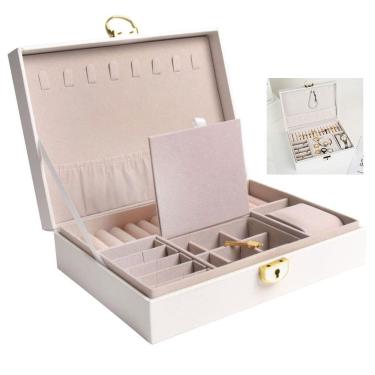 Imagem de Porta Joias Anel Brinco Cordao Pulseira Relogio Acessorio Caixa Estojo Organizaçao Mesa Penteadeira Bancada Gaveta