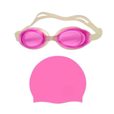 Imagem de Touca Natação Adulto, Kit óculos Natação Piscina Adulto Não Embaça + Touca de Silicone, 19 Cm (A) X 22 Cm(L) | óculos 4,3 Cm (A) X 16 Cm (L)(ROSA)