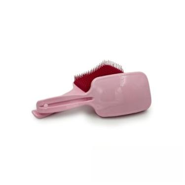 Imagem de Escova de Cabelo Raquete Flex Desembaraçadora Anti Frizz – Cerdas Duplas, Toque Suave, Ideal Para Finalização e Todos os Tipos de Cabelo (Azul Tiffany/Laranja)