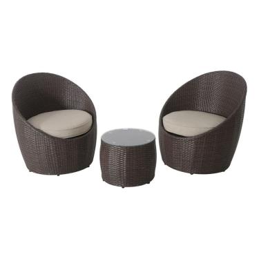 Imagem de Conjunto Jardim 3 Pecas Rattan E Almofada 2 Poltronas 1 Mesa