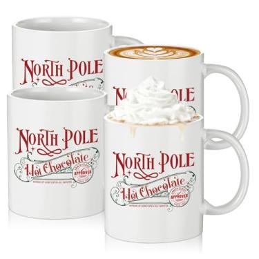 Imagem de Yaomiao 4 peças, caneca do polo norte, caneca de chocolate quente, xícara de café de Natal, presentes de Natal, Papai Noel, copos de cerâmica com alça para mulheres, homens, equipe, funcionário