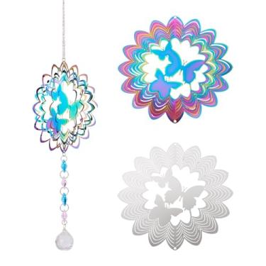 Imagem de Spritewelry Amuletos de aço inoxidável para fabricação de joias, pingentes de conector de flor de borboleta de filigrana grande, pingentes de enfeites de metal gravados com 2 furos para receptores de