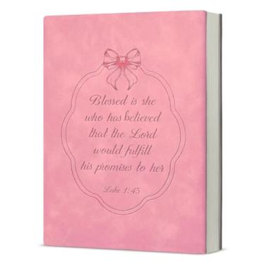 Imagem de Pink Coquette Christian Journal Caderno de versículo da Bíblia Religiosa Presentes Espirituais para Mulheres Católicas, Blessed Is She Who Has Believed, Diário Rosa