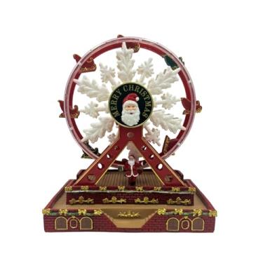 Imagem de KiBcsLic Escultura de roda iluminada, decoração de Natal colecionável, caixa de música giratória, enfeite natalino para festa, casa e quarto.