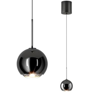 Imagem de ziidoo Modern Black Pendant Light Globe Chandelier, Luminária Suspensa Galvanizada Ajustável Arbitrariamente Para Cozinha, Ilha, Quarto, De Teto Led, Pequena Redonda Sala Jantar, Cabeceira