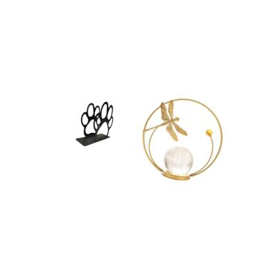 Imagem de Fenteer Organizador de Lenços de Papel em Formato de Pata de Cachorro, Bola de Cristal, Escultura de Metal, Ornamento para Mesa, Decoração de Casa, Escritório