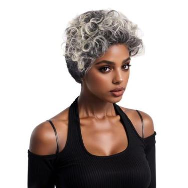 Imagem de Peruca de cabelo sintético estilo afro 25 cm/10 polegadas, curta, enca