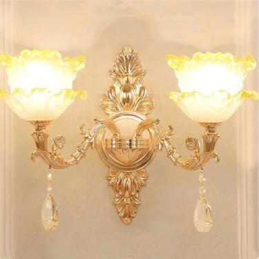 Imagem de Luminária de parede contemporânea de cristal para interiores, estilo europeu, luxuosa, com LED, para decoração de sala de estar, quarto, escritório, quarto modelo, hotel, casa de campo, corr