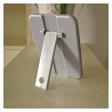 Imagem de WYUYIWH Espelho de maquiagem espelho de maquiagem espelho de mesa de dormitório, espelho de maquiagem quadrado de um lado, pendurável, espelho de plástico espelho pequeno portátil (cor: cinza)