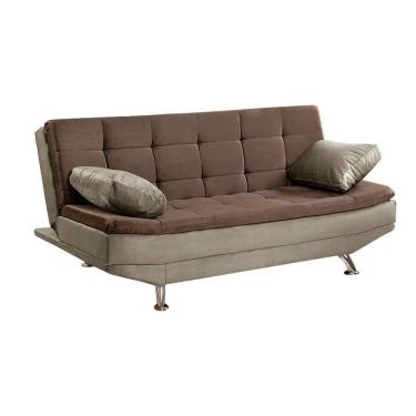 Imagem de Sofá Cama Valencia 3 Lugares Reclinável Veludo Marrom Chocolate E Marrom Castor - Speciale Home Marrom