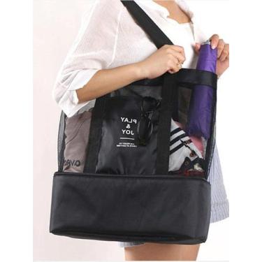 Imagem de Bolsa Praia Com Cooler Embutido Varias Cores Verão - Sou Peço, Preto