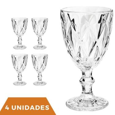 Imagem de 4 Copos Transparente Taças Diamante 300ml Para Agua Vinho - ECO'S