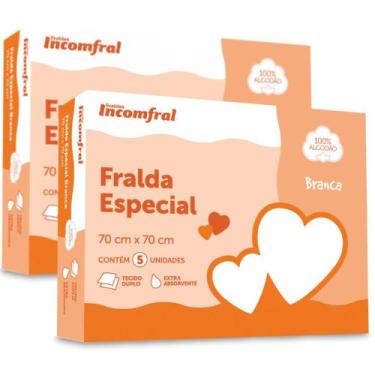 Imagem de Kit 10 Fraldas De Pano Tecido Duplo 100% Algodão Extra Absorção 70x70c