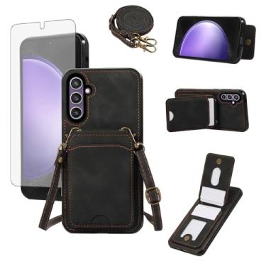 Imagem de Asuwish Capa de telefone para Samsung Galaxy A54 5G capa carteira com protetor de tela temperado e alça de pulso couro flip porta-cartão de crédito acessórios celulares A545G A 54 54A 4G G5 SM A546U