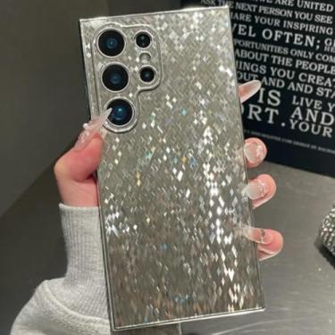 Imagem de Capa de luxo com revestimento de diamante e glitter para Samsung Galaxy S24 Ultra, S24, S23 Ultra Plus, à prova de choque, com proteção para PC rígida e brilhante (para Samsung Galaxy S23 Ultra/S
