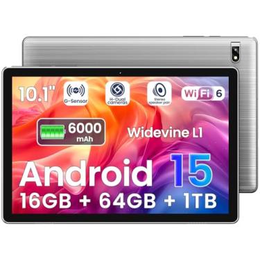 Imagem de Tablet, CPU Octa Core, 16 GB de RAM + 64 GB ROM Expansão de 1 TB, Bateria de 12 horas, Câmera de 2 + 8 MP, BT5, Tablets PC 2,4/5G WiFi 6,1080 IPS FHD, Tablets Presentes Android para Homens Mulheres