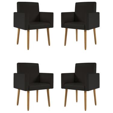 Imagem de Kit 4 Poltronas Nina Decorativa Recepção Sala Oferta Courino Cor:courino Preto