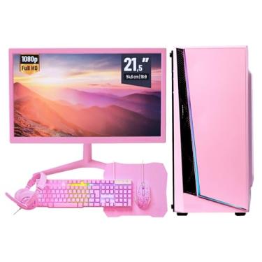 Imagem de PC Gamer Rosa Completo Intel Core I7 3.4GHz 16GB DDR3 SSD 480GB Monitor 21,5" Kit Gamer - Escolha a placa de vídeo (GT 710 2Gb)