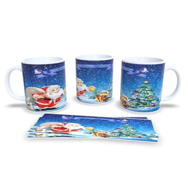 Imagem de Caneca de Natal com Arte Festiva, Porcelana Branca, Decoração de Inverno com Renas e Animais da Floresta, 11oz (16)