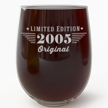 Imagem de Taça de vinho vintage 2005 gravada 482 g sem haste - Presentes de feliz aniversário de 21 anos, decorações homens mulheres rapaz, completando 21 anos, artigos de lembrancinhas de festa de aniversário