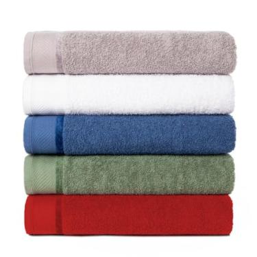 Imagem de Kit 5 Toalhas de Banho Gigante 75x150cm – Conforto e Qualidade em 100% Algodão (Kit 3)