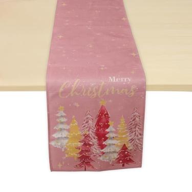Imagem de Generic 1 peça de caminho de mesa de Natal rosa árvore de Natal linho rosa dourado tom branco 183 cm x 33 cm