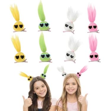 Imagem de MIUPOO Grampos de cabelo fofos pompons, acessórios de dia de cabelo louco para meninas, presilhas peculiares de monstrinho, grampos de cabelo de bico de pato de pelúcia, presilhas de cabelo