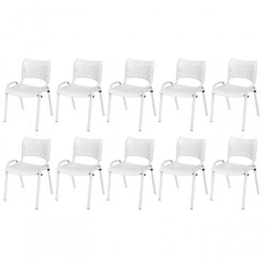 Imagem de Cadeira Iso Base Branco Escola, Escritório Branco Kit 10 Un
