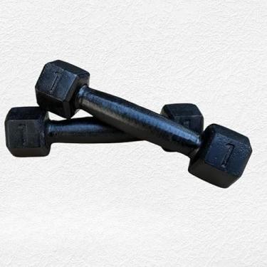 Imagem de Par Halter sextavado pintado 1kg a 5kg- Peso de academia(Par 5Kg)