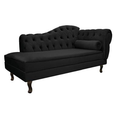 Imagem de Diva Recamier Diana 160cm Lado Esquerdo Suede - Doce Sonho Móveis Preto