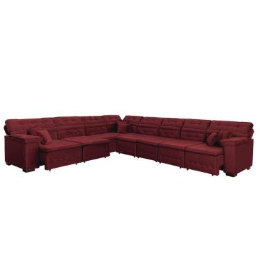 Imagem de Sofá Magno 3.77x4.57m De Canto, Retrátil E Reclinável - Vinho