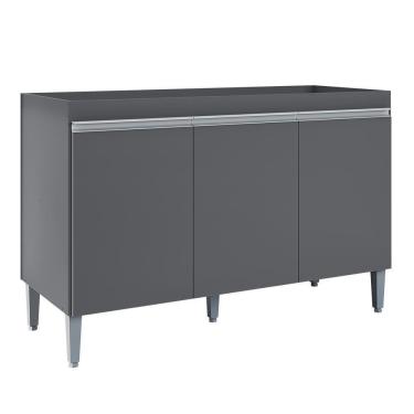 Imagem de Balcão Pia Manu 120cm 3 Portas Cinza Sem Tampo Ajl Móveis Cinza
