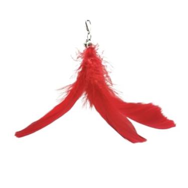Imagem de Luzhengyang Recargas de varinha Feather Cat Teaser – Cabeças inspiradas em pássaros naturais, acessórios de brinquedo de gato para brincadeiras interativas (pacote com 5) (vermelho chinês)