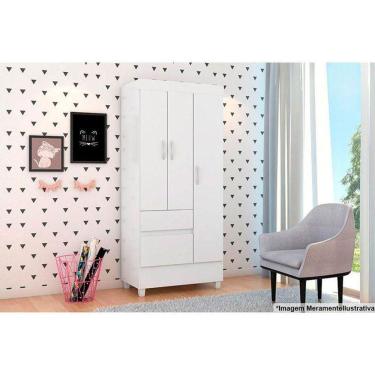 Imagem de Guarda Roupa Solteiro 3 Portas E 2 Gavetas Wind Branco/Rosa - Demóbile