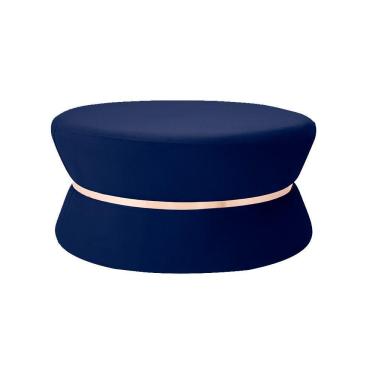 Imagem de Puff Sala de Estar 95cm Dhaka Veludo Azul Bic Gran Belo