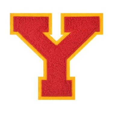 Imagem de 1 peça de patch de letra de chenille vermelho de 11,4 cm – Remendos do alfabeto para roupas, jaquetas, mochilas, chapéus para decoração personalizada, nome personalizado e artesanato. (Y)