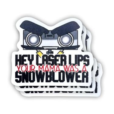 Imagem de (3 peças) Adesivo Hey Laser Lips Your Momma was a Snowblower com frases motivacionais sarcásticas com citação humorística decalque de vinil para Kindle, laptop, garrafa de água, capacete rígido de