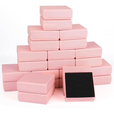 Imagem de excvalues Pacote com 48 caixas de presente de papelão, 9 x 9 x 2,5 cm, embalagem de joias a granel, pequena caixa de joias com tampas para colar, anel, pulseira, brinco (rosa)