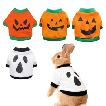 Imagem de 4 peças macias e fofas roupas de coelho de estimação camiseta traje de Halloween adequado para coelhos, porquinhos-da-índia, hamsters, furões e outros animais pequenos