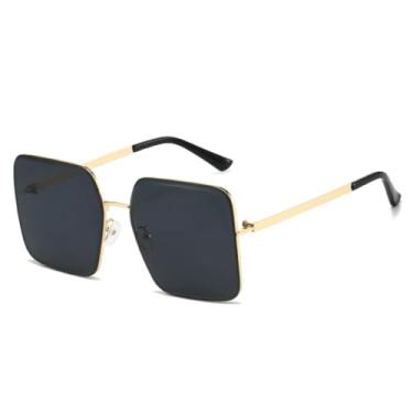 Imagem de HCHES Óculos de Sol Femininos com Lentes Coloridas, Armação Grande e Proteção UV400, Modelo Casual (Cinza)