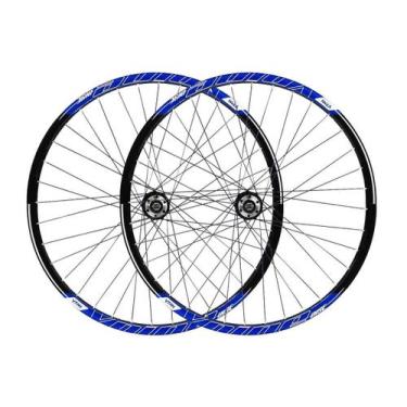 Imagem de Par de aro 29 VZAN VNINE 36F com cassete rolamentado, Preto, Azul