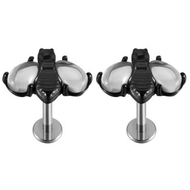 Imagem de Niaspi 2 peças 16G anéis de lábio push in sem rosca para mulheres homens aço inoxidável CZ abelha labret labret brincos cartilagem plana atrás brincos conch helix tragus piercing joias 8 mm, 14g, Aço