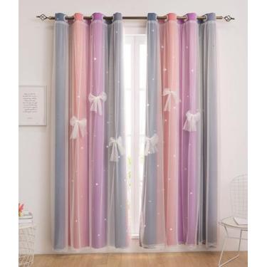 Imagem de Cortina Yancorp Kids Bedroom 132x183cm colorida de 2 camadas