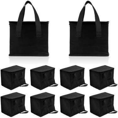 Imagem de Pacote com 10 lancheiras isoladas a granel, bolsas térmicas reutilizáveis, conjunto de lancheiras à prova de vazamento, bolsas térmicas à prova d'água, bolsa térmica para bebidas para mulheres e