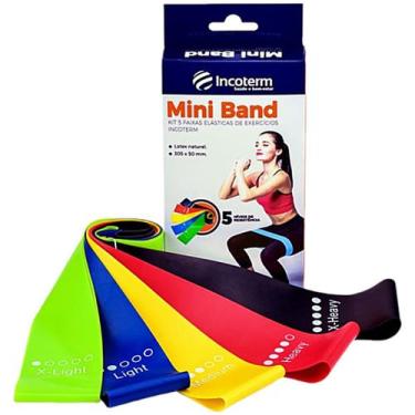 Imagem de Kit Mini Band 5 Faixas Elásticas de Exercícios Incoterm