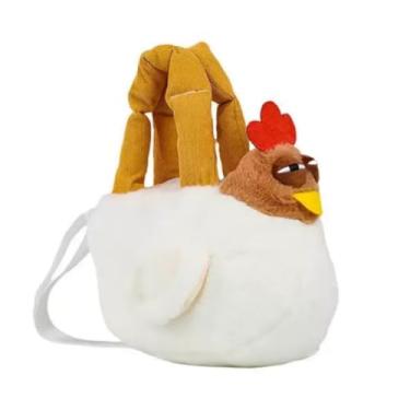 Imagem de Ueeksry Linda bolsa de ombro de galinha de pelúcia – bolsa de galinha macia e fofa, bolsa inovadora, bolsa transversal de pelúcia de animais, bolsa de cosméticos com zíper para mulheres